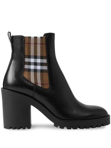 burberry vintage check panel ankle boots|Burberry leather ankle boots.